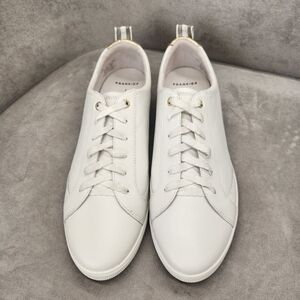 Frankie4 Sneakers Women's 13 White Leather Asher Gold Stripe Athleisure New $214